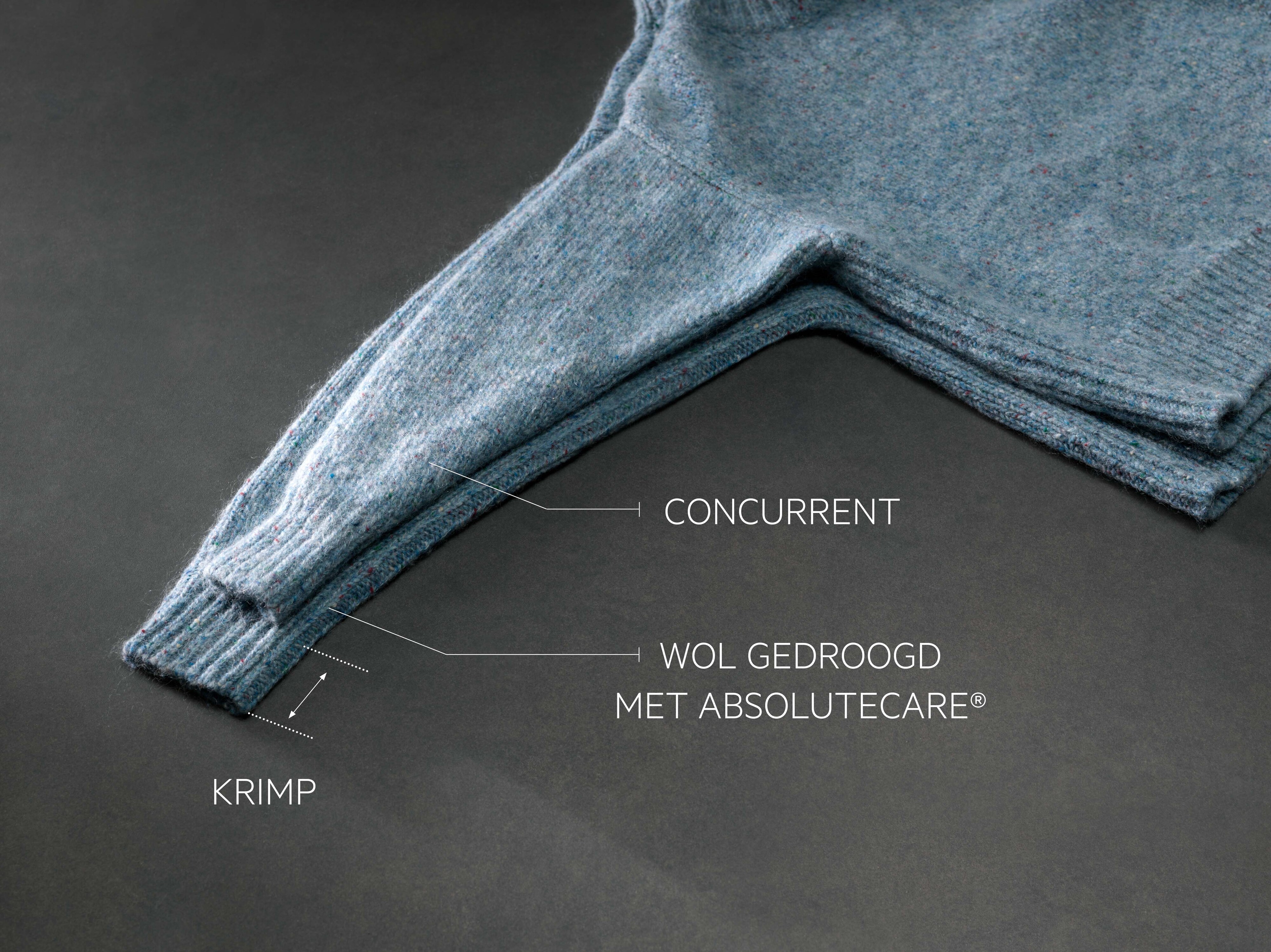 Wol gedroogd met AbsolutCare versus standaard gedroogd