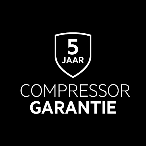 5 jaar garantie op de compressormotor.